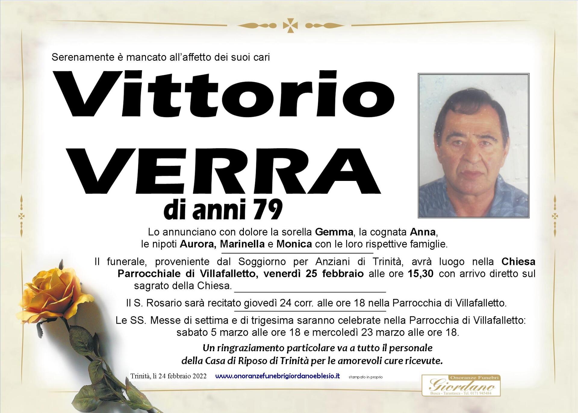 necrologio VERRA Vittorio
