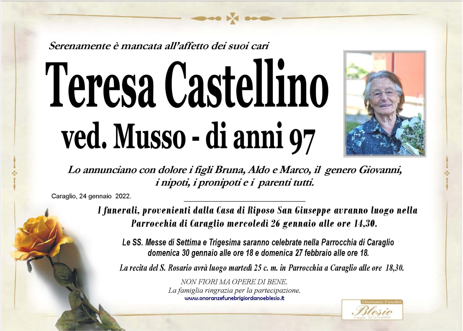 necrologio CASTELLINO Teresa ved. Musso