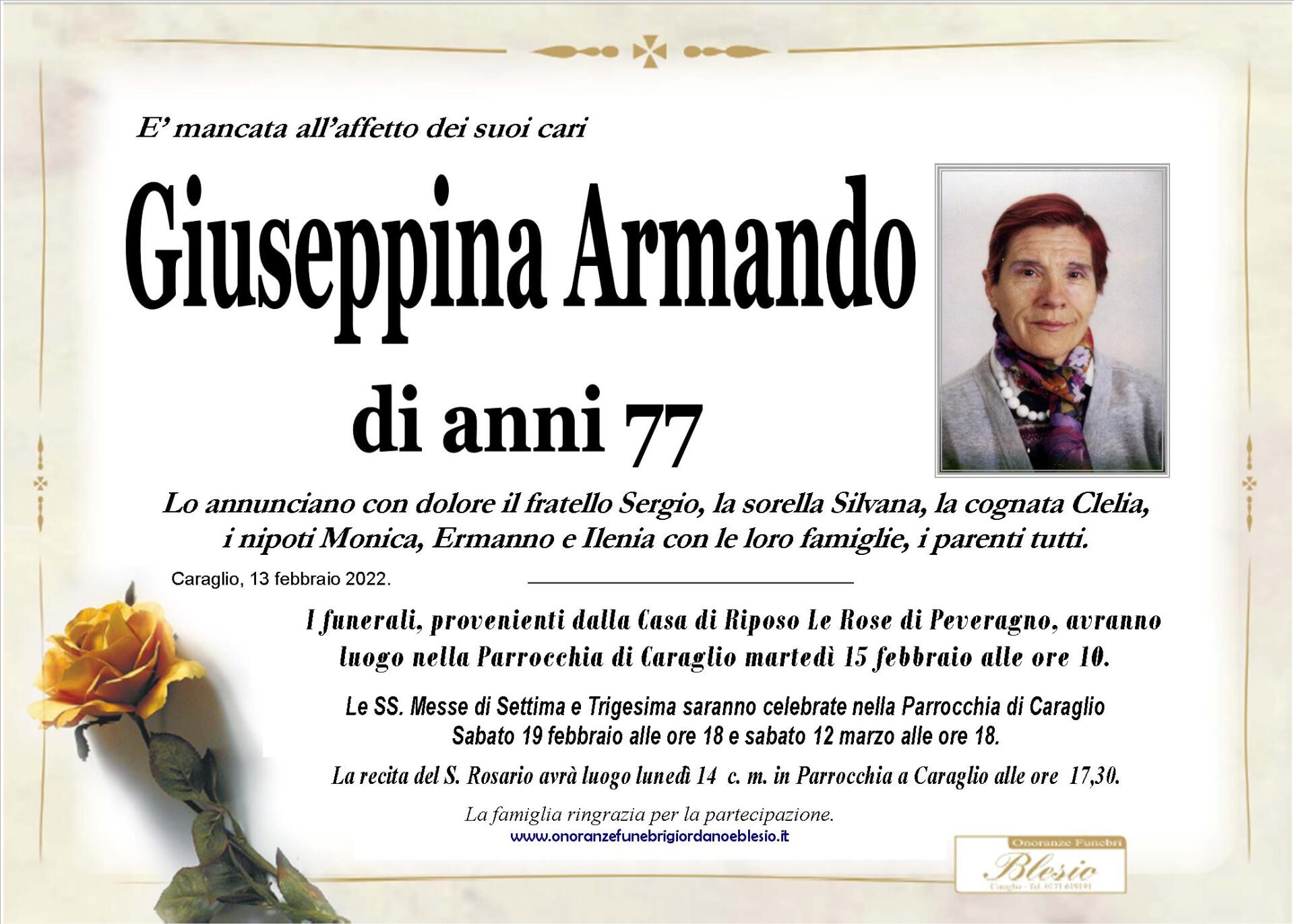 necrologio ARMANDO Giuseppina