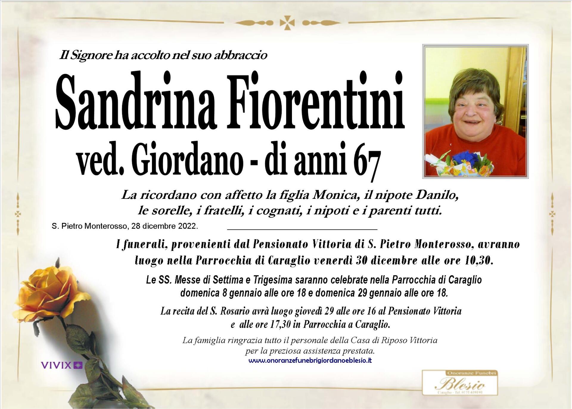 necrologio FIORENTINI Sandrina ved. Giordano 