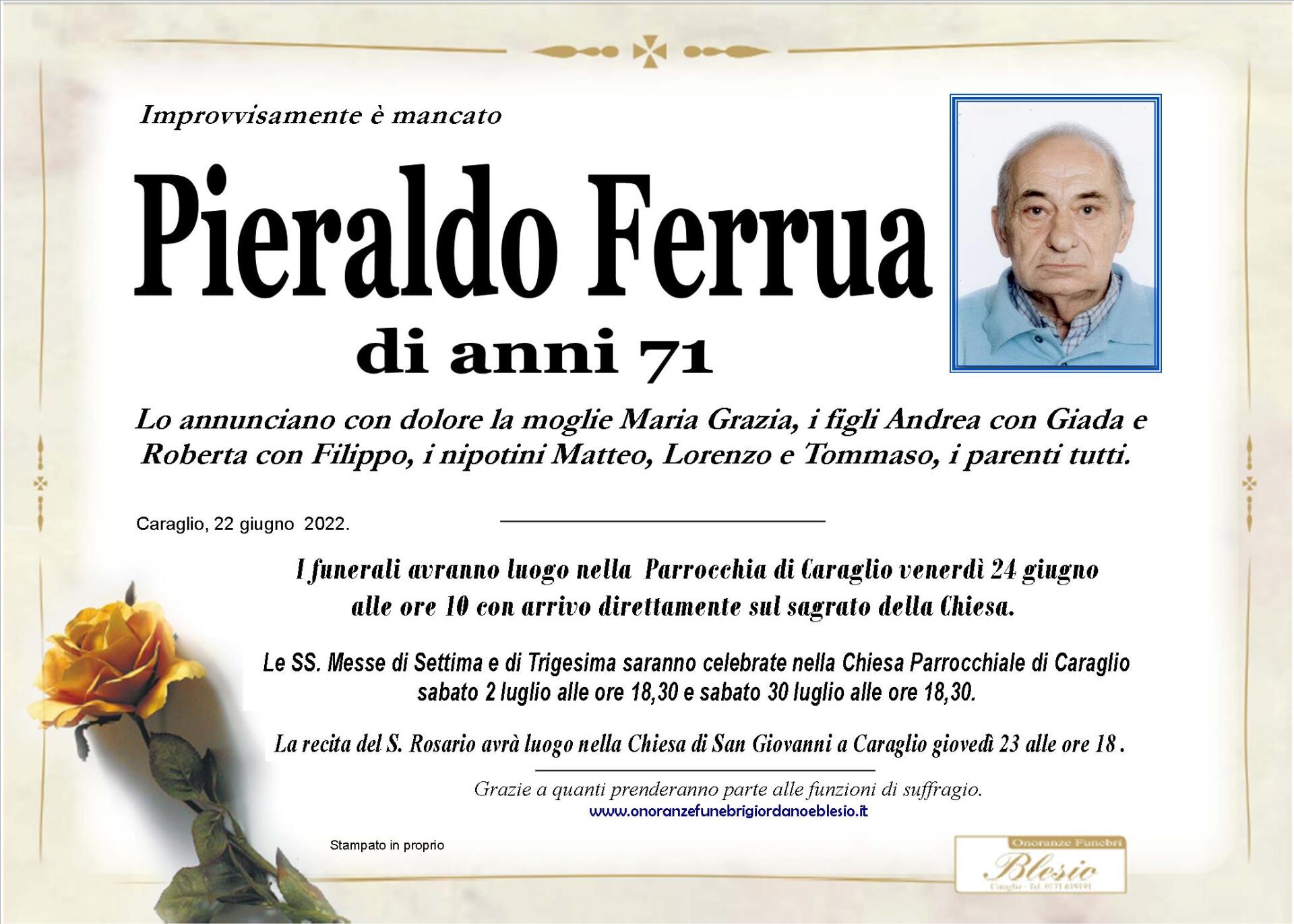 necrologio FERRUA Pieraldo