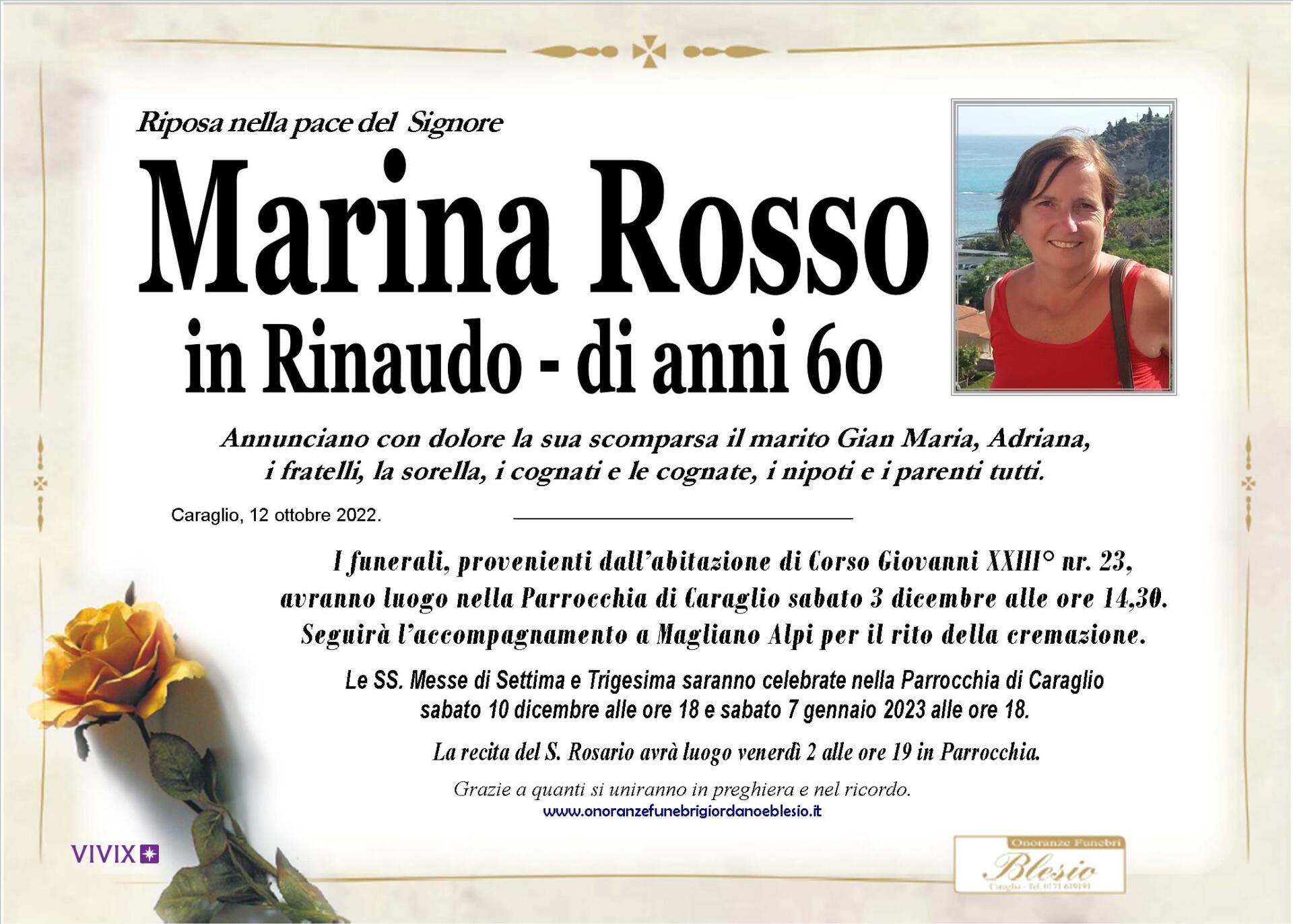necrologio ROSSO Marina in Rinaudo
