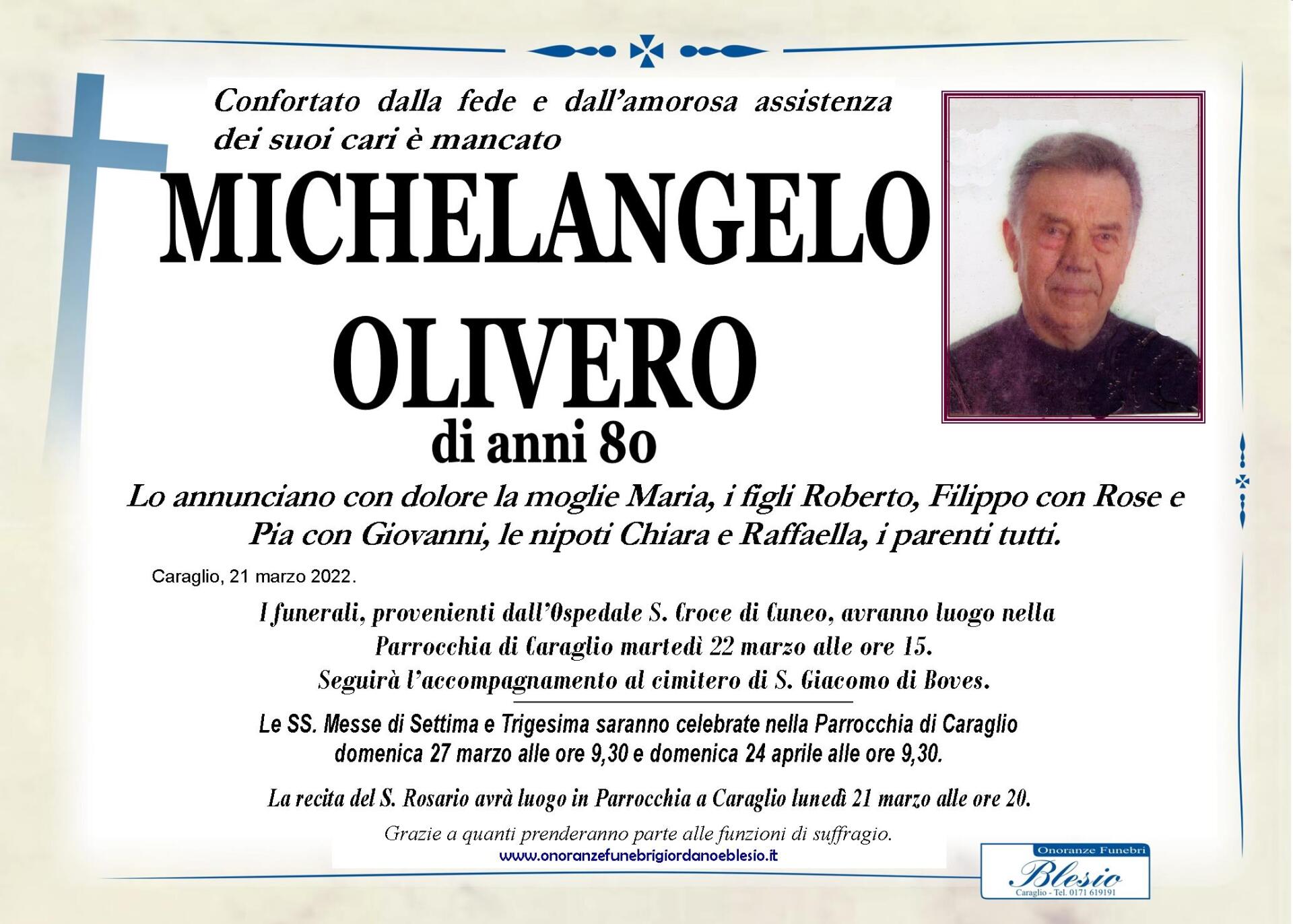 necrologio OLIVERO Michelangelo