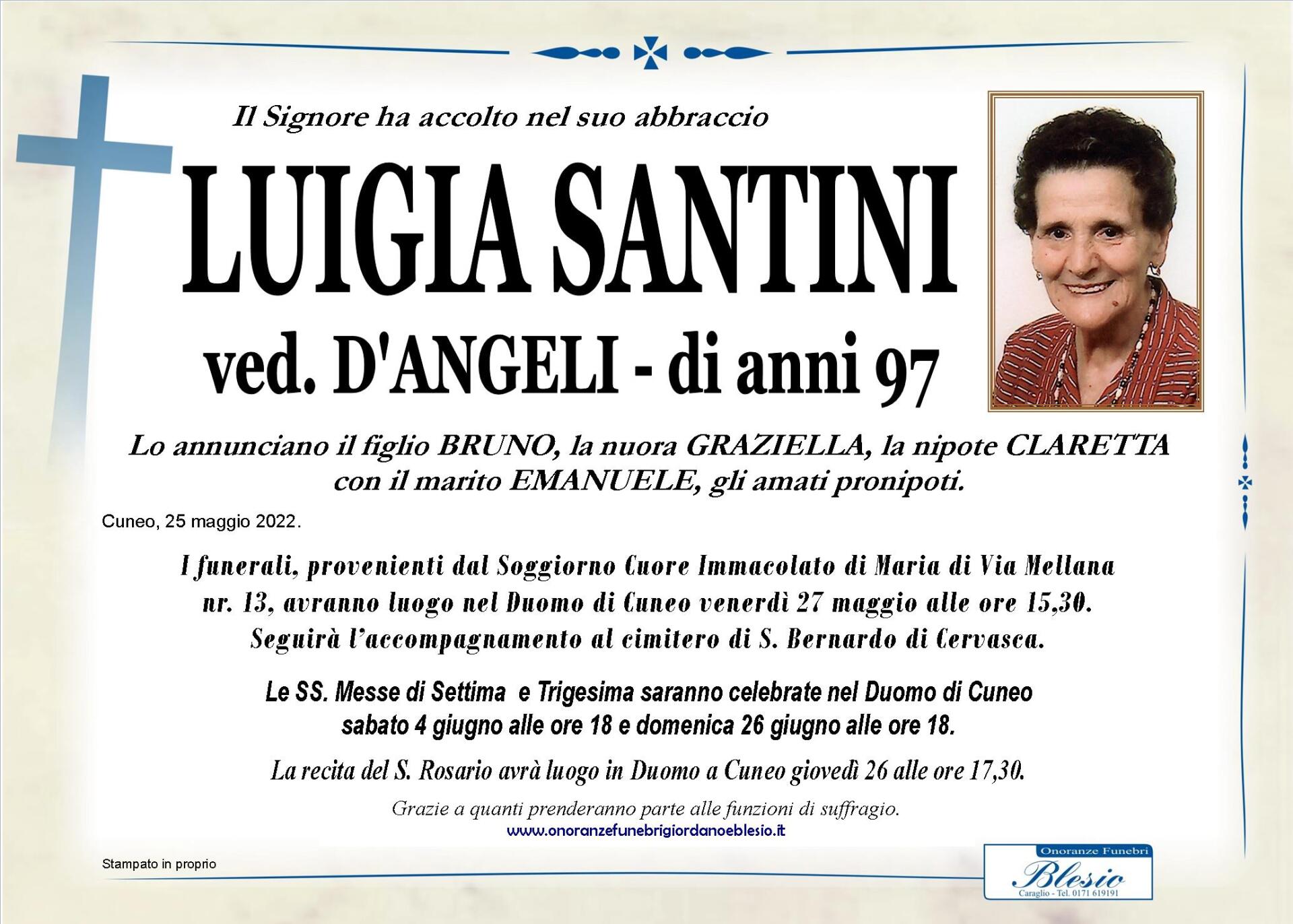 necrologio SANTINI Luigia ved. D'Angeli