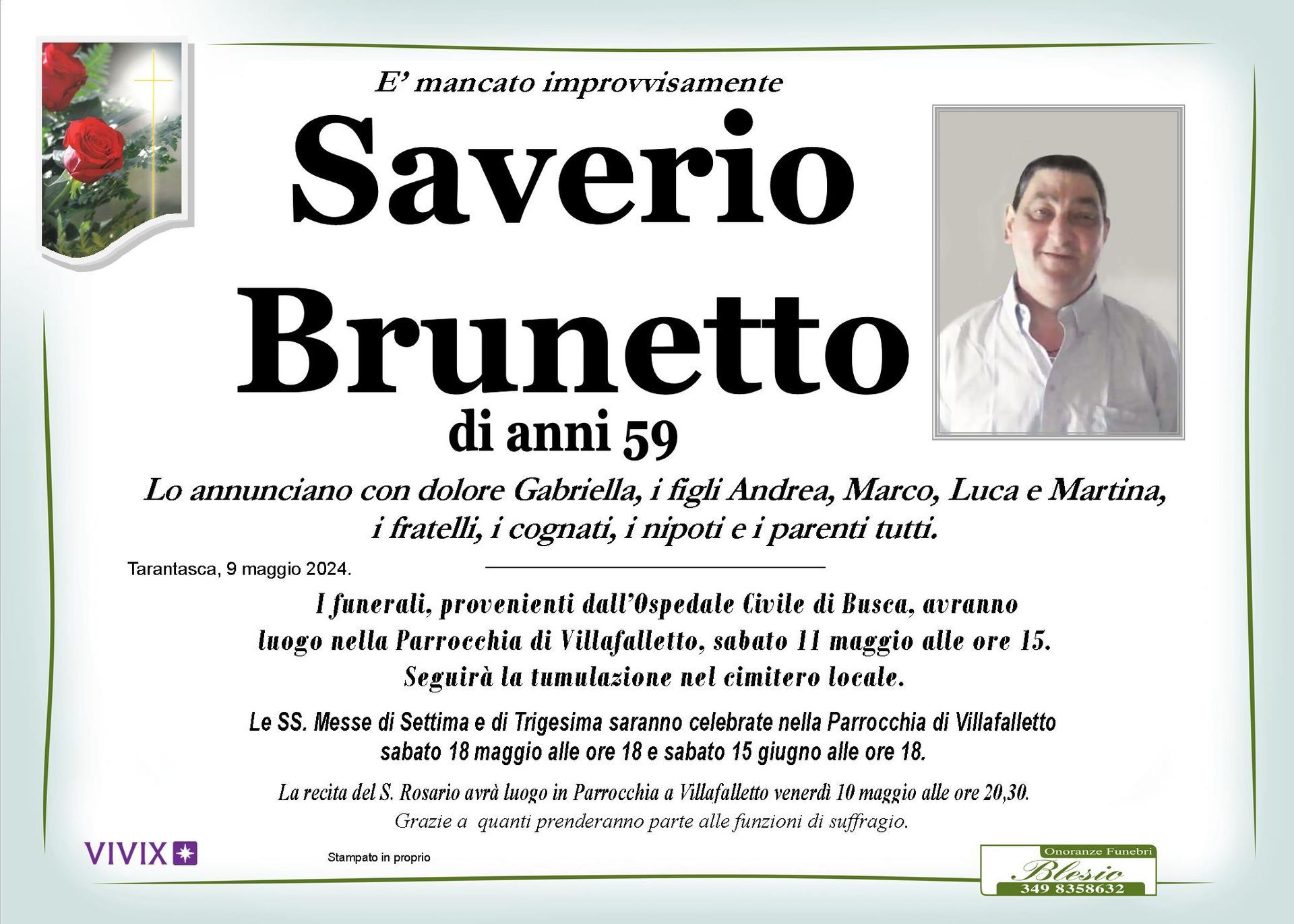 necrologio BRUNETTO Saverio