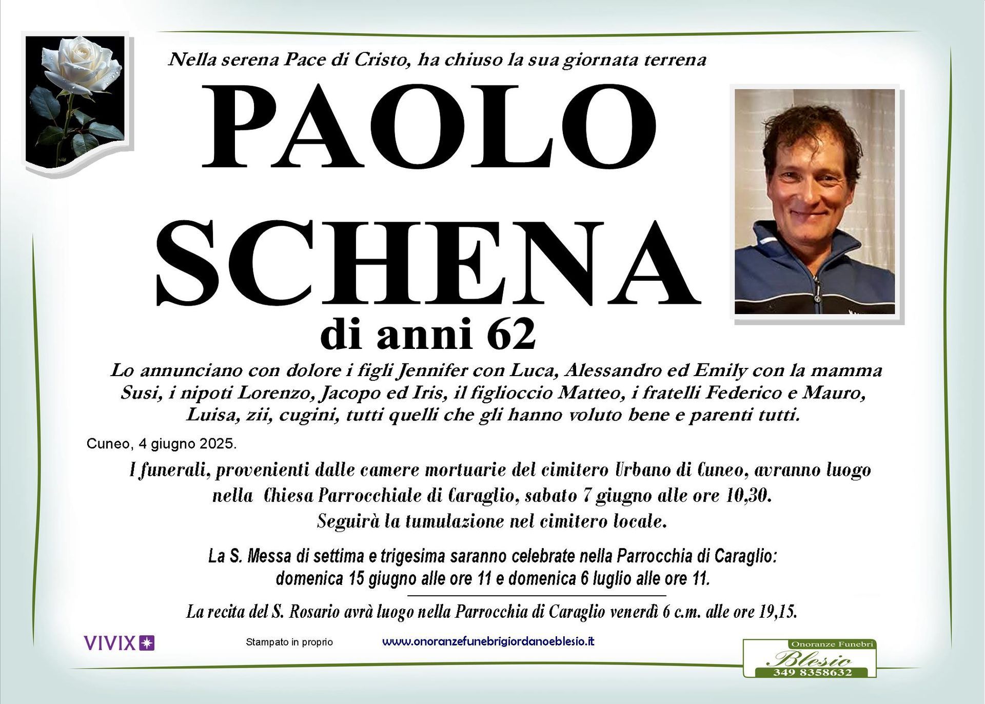 necrologio SCHENA Paolo