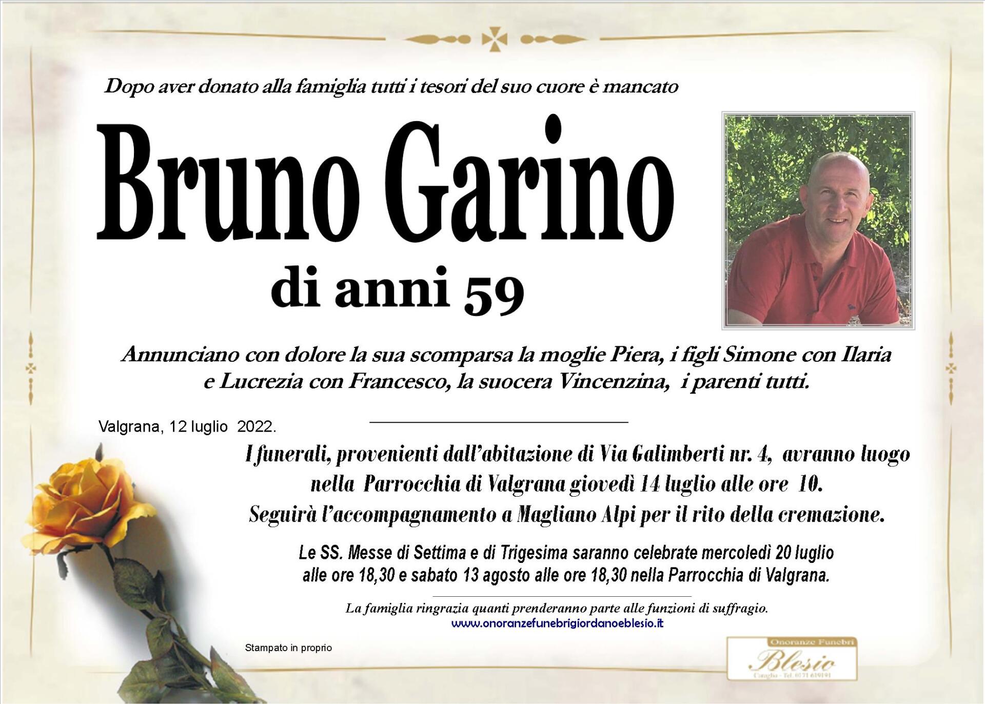 necrologio GARINO Bruno