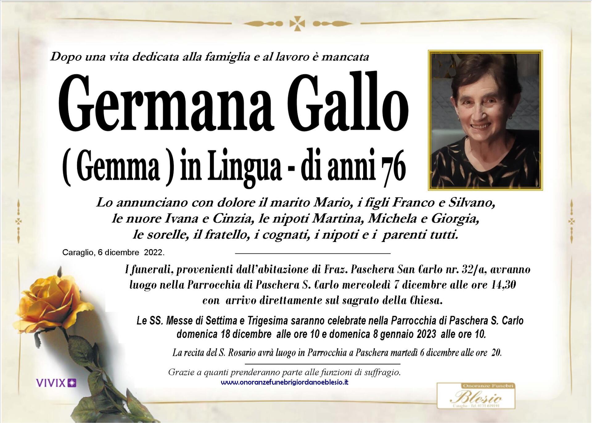 necrologio GALLO Germana in Lingua