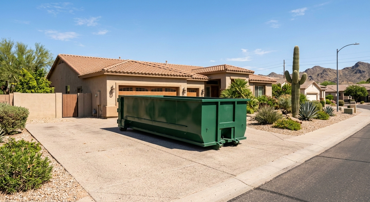 Green recycLA recycling dumpster with 