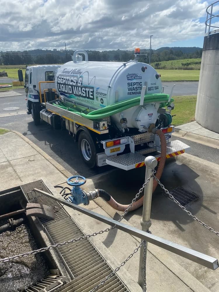 Vacuum Truck is Parked on the Side of the Road — Tweed Valley Septics & Liquid Waste Management in South Murwillumbah, NSW