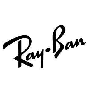 Logo Ray-Ban in caratteri neri, stilizzato con un punto tra le parole.