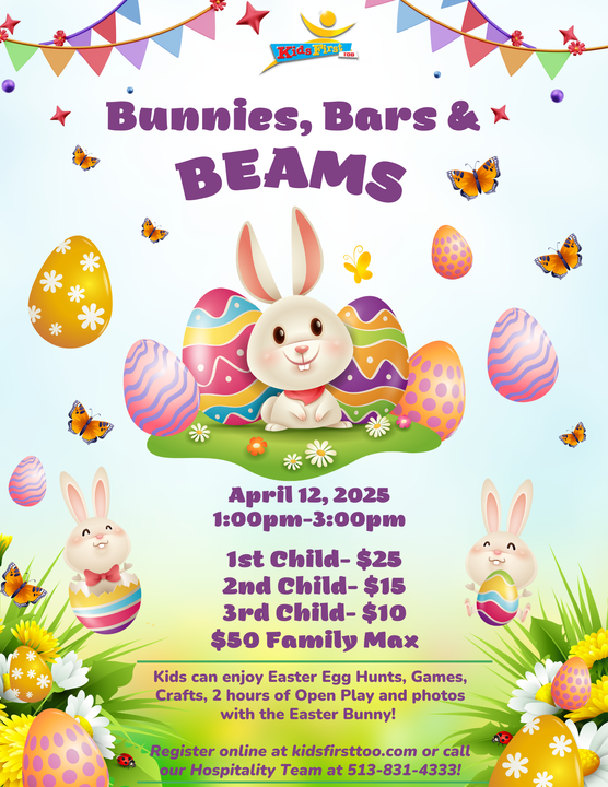 A poster for a bunnies , bars and beams event.