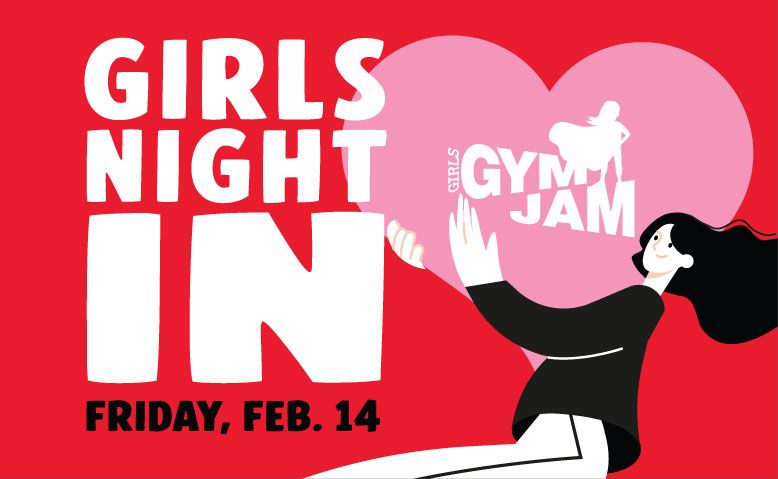 A poster for girls night in gym jam