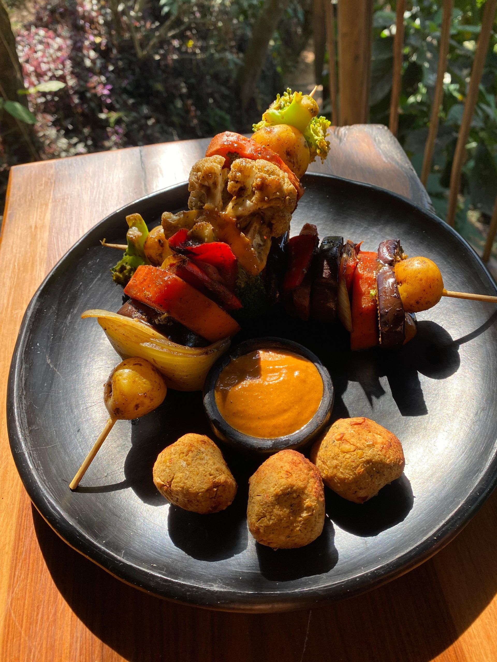 A close up of a plate of food on a table