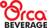 The logo for orca beverage is red and black