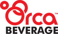 The logo for orca beverage is red and black