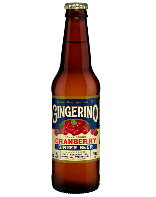 A bottle of gingerino cranberry ginger beer