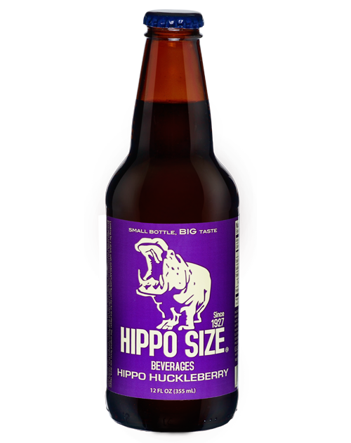 A bottle of hippo size beverages with a hippo on the label