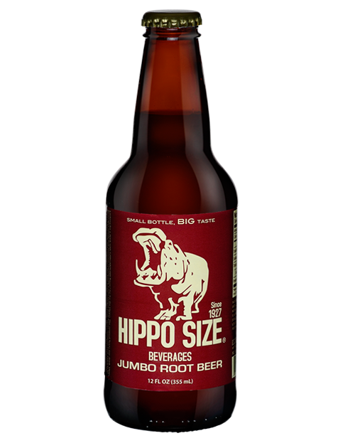 A bottle of hippo size beverages jumbo root beer