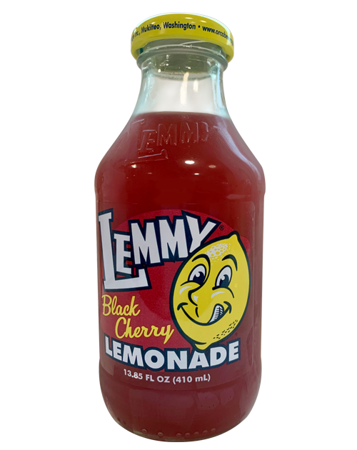 A bottle of lemmy black cherry lemonade