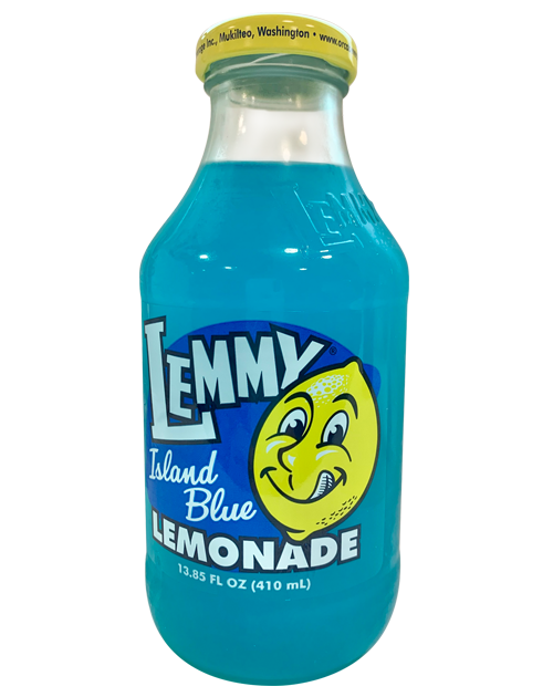 A bottle of lemmy island blue lemonade