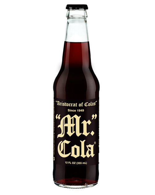 A bottle of mr. cola on a white background