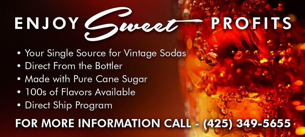 An advertisement for enjoy sweet profits which is a single source for vintage sodas