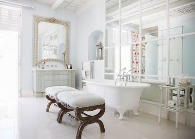 bathroom with a large mirror