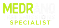 The logo for medrano transmissions specialist is green and white.
