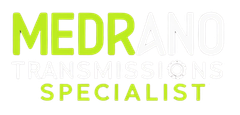 The logo for medrano transmissions specialist is green and white.