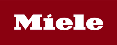 A burgundy box with the word Miele in white letters