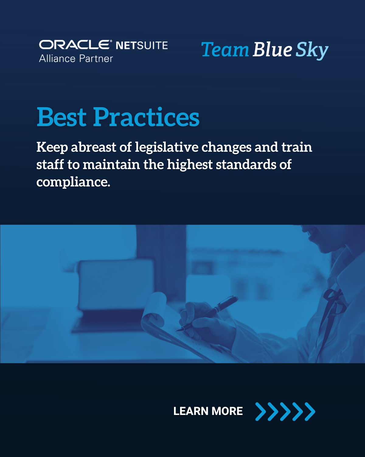 A poster for team blue sky shows a doctor writing on a clipboard