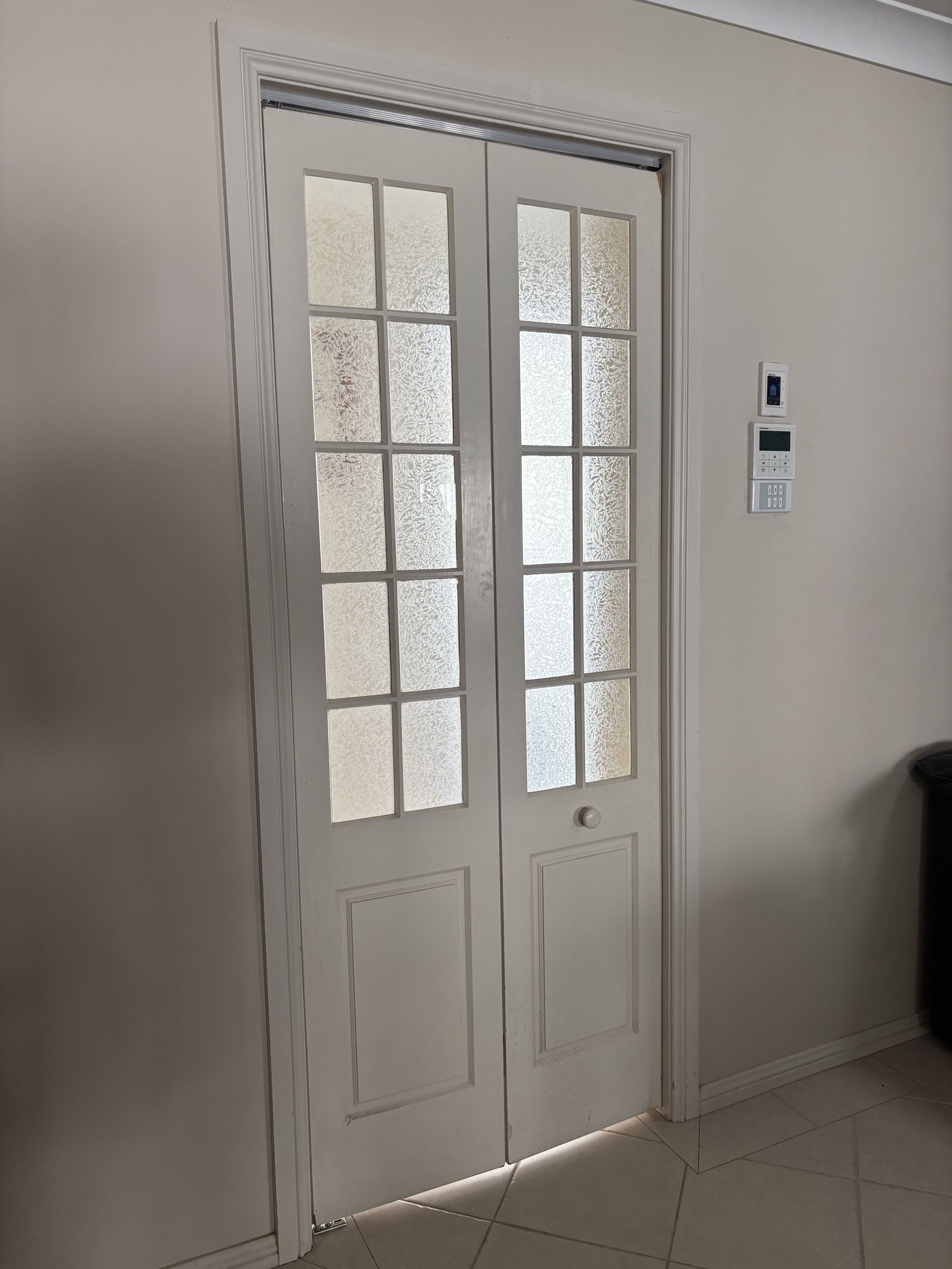 White Double Doors With Glass Panels — Fix-A-Door in Wyong, NSW