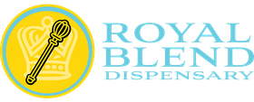 The logo for royal blend dispensary shows a crown and a wand.