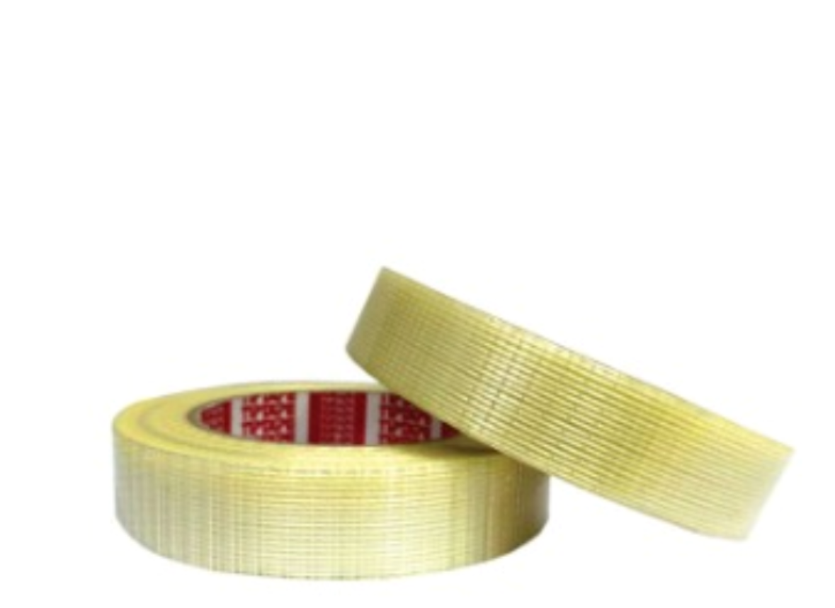 Two rolls of yellow fiberglass mesh tape, one on top of the other.