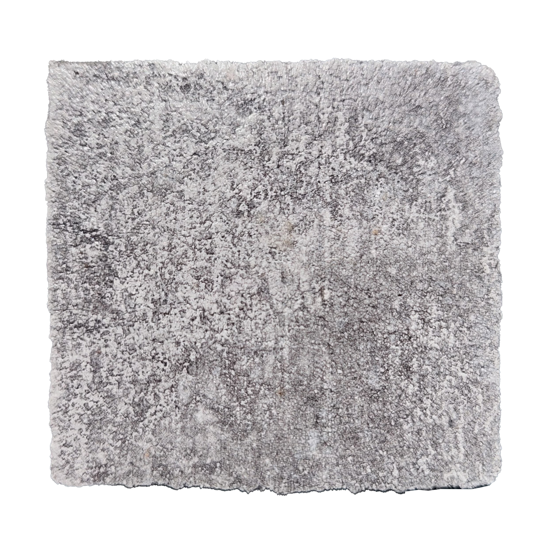 Gray, square concrete paver with a rough, textured surface.