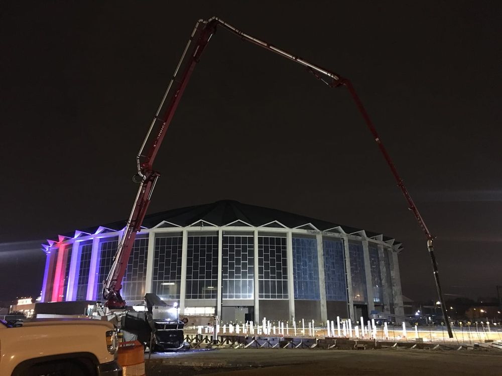 Applying Concrete Near a Stadium — Byram, MS — 1st Choice Concrete Pumping