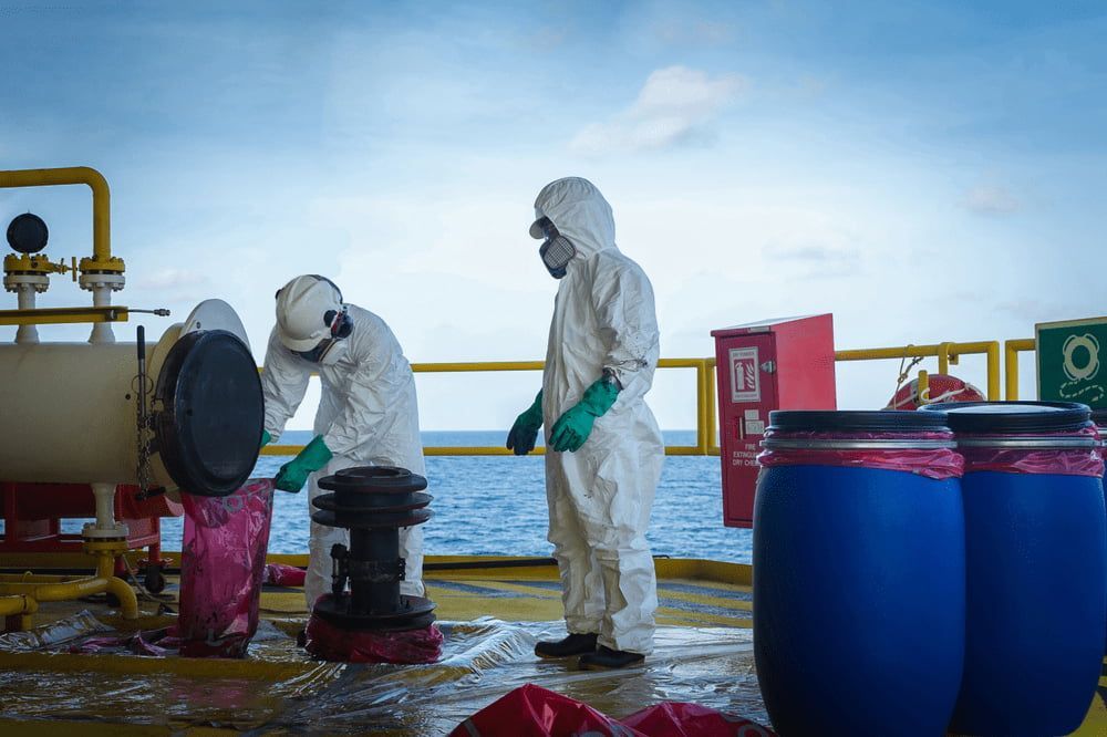 Two Men in Protective Suits — Handi Skips in Bohle, QLD