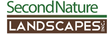 The logo for second nature landscapes is brown and green
