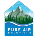Logo for Pure Air Solutions: Mountains and trees over a blue wave; text reads "PURE AIR SOLUTIONS."