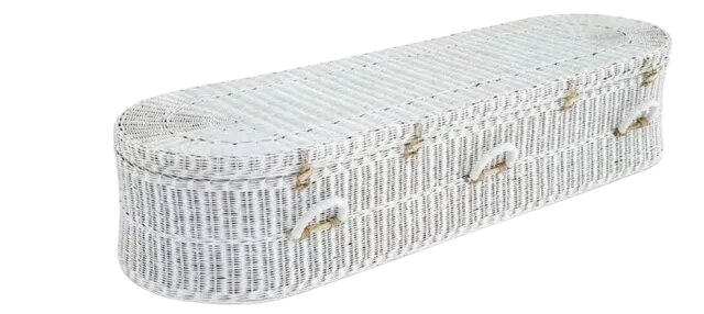 White Wicker Coffin — Our Gold Coast Funeral Products in Gold Coast, QLD