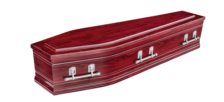 Red Raised Lid Coffin — Our Gold Coast Funeral Products in Gold Coast, QLD