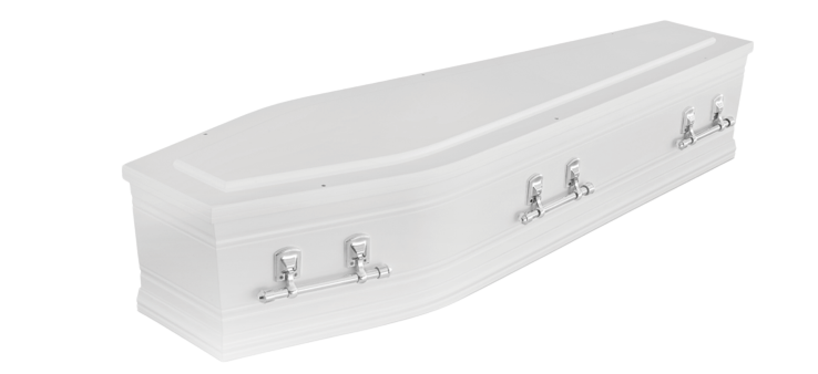 White Raised Lid Coffin — Our Gold Coast Funeral Products in Gold Coast, QLD