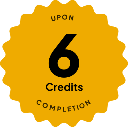 Blue badge with text: 