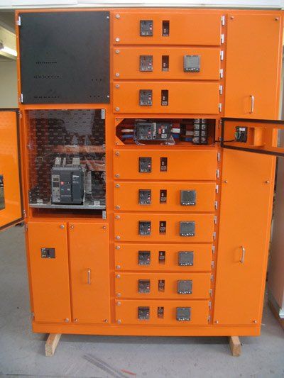 tall orange switchboard