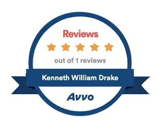 Avvo badge with 5-star reviews for Kenneth William Drake.