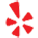 Yelp logo: Red and white stylized starburst.