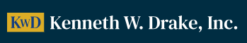 Logo of Kenneth W. Drake, Inc.  Text in white font on a dark blue background. The letters "KwD" are in a yellow rectangle.