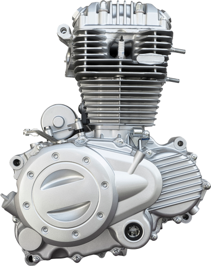 A close up of a motorcycle engine on a white background. A close up of a motorcycle engine on a white background.