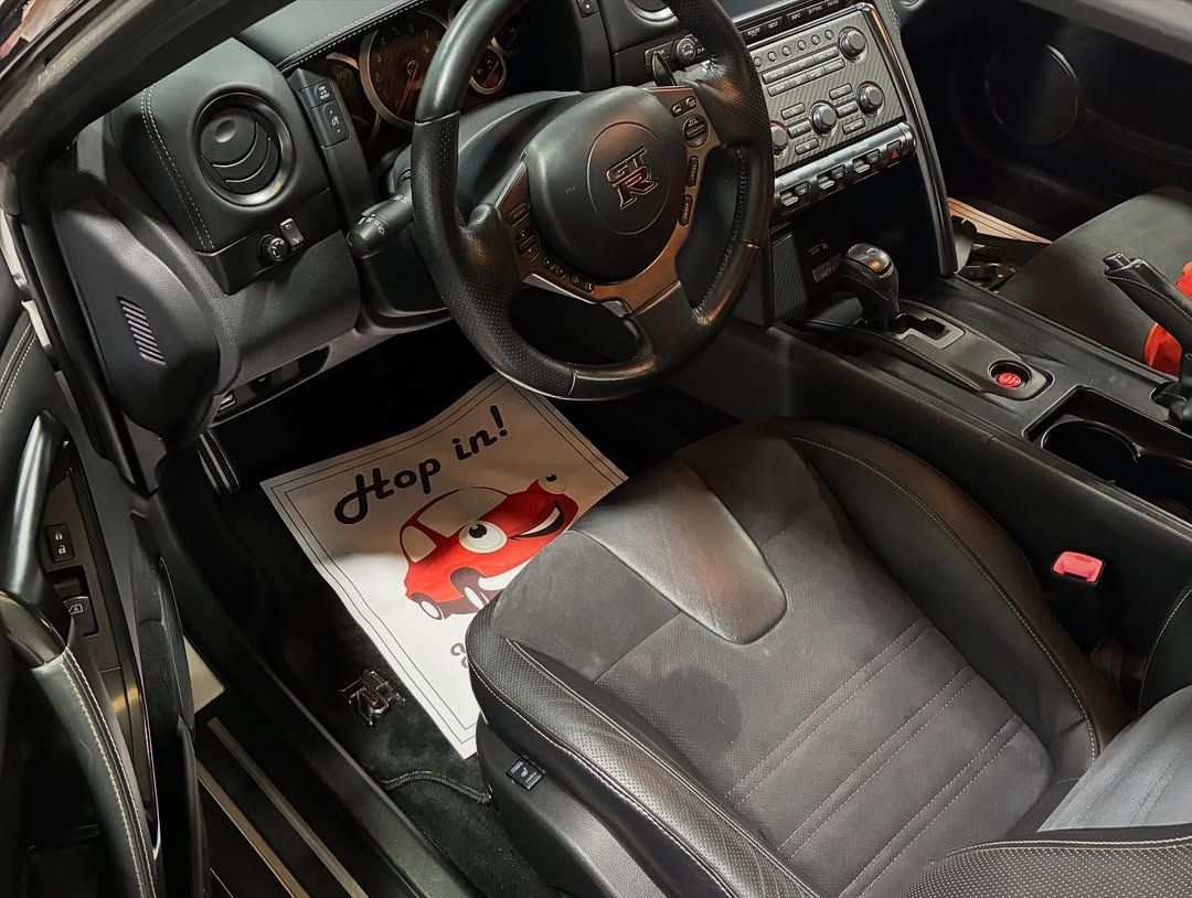 Interior of a black car with a 